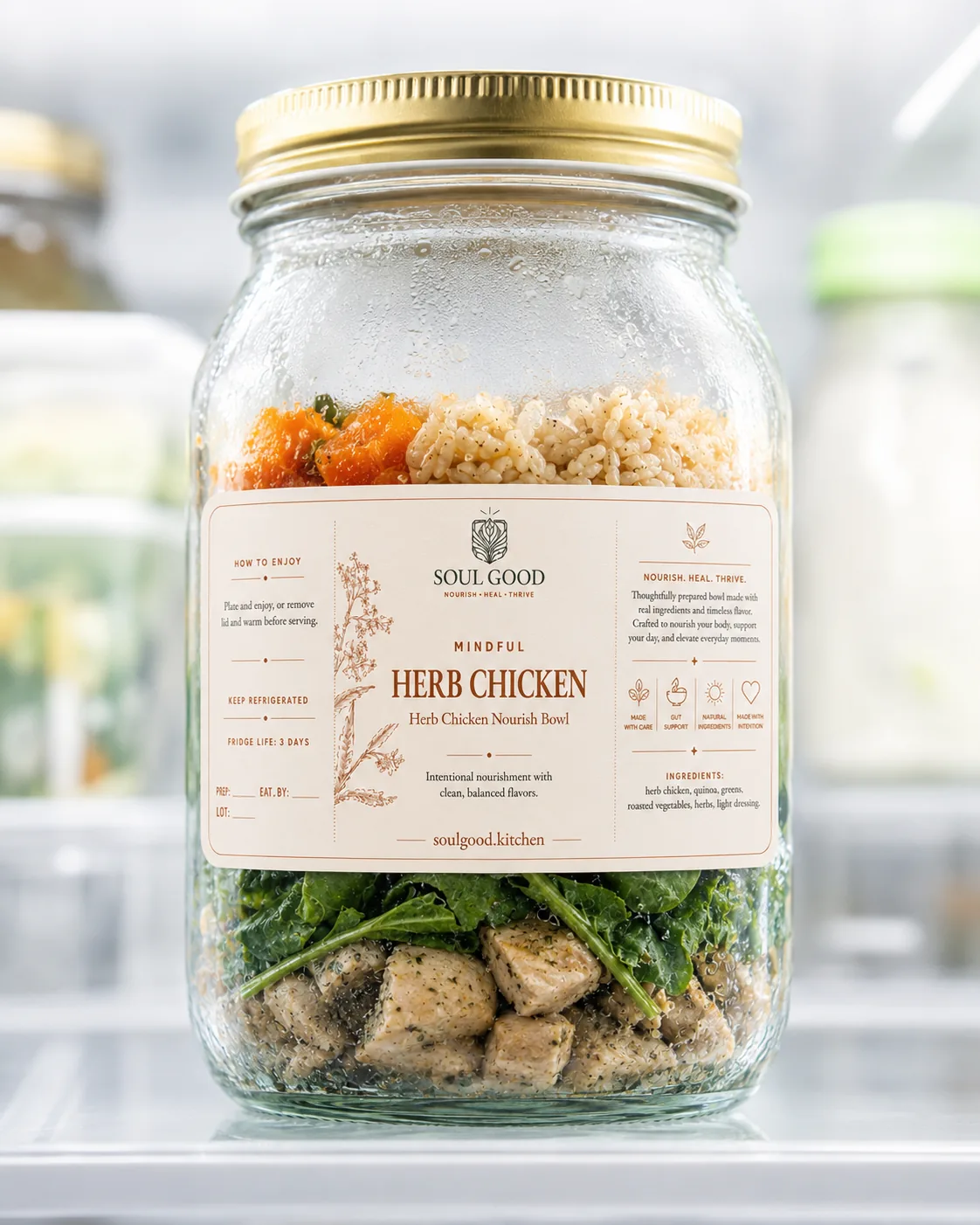 Herb Chicken Nourish Bowl™ in a 32 ounce Soul Good jar